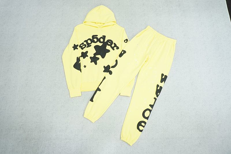 Sp5der 555555 Wed yellow star Hoodie