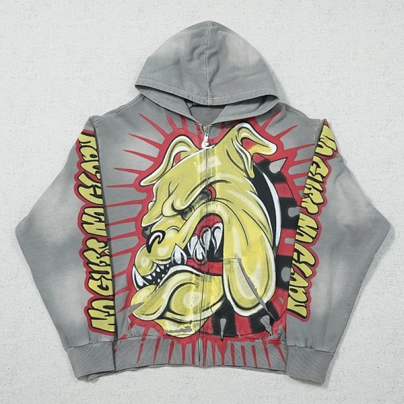 HELLSTAR Studios Bull Dog Zip Up Hoodie狗头印花拉链 2
