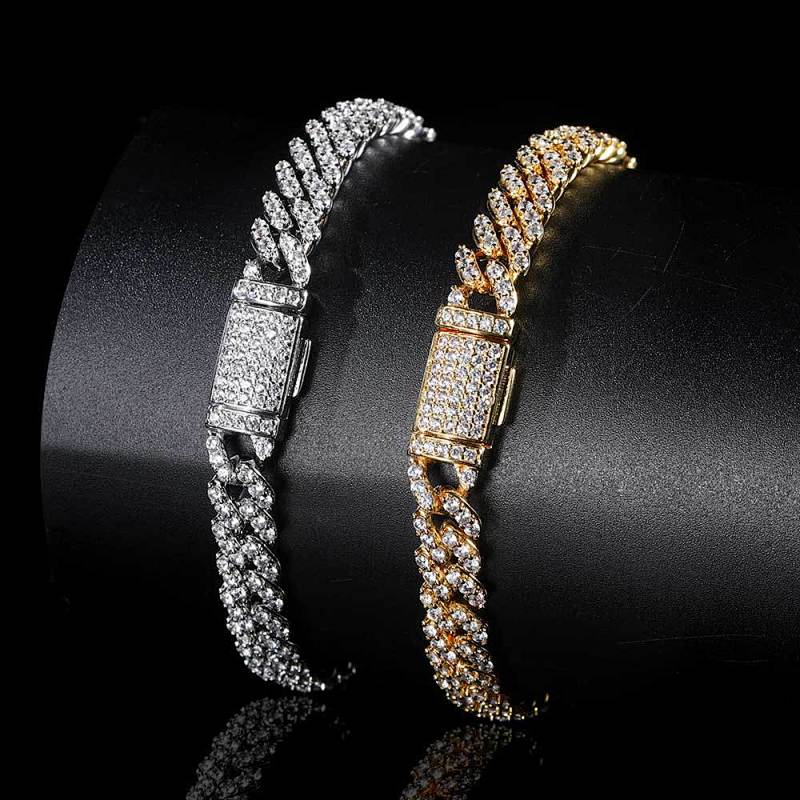 Flap Buckle Single Row Zirconia Cuban Chain