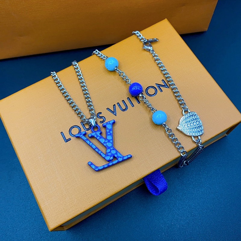 Blue Alphabet Diamond Necklace