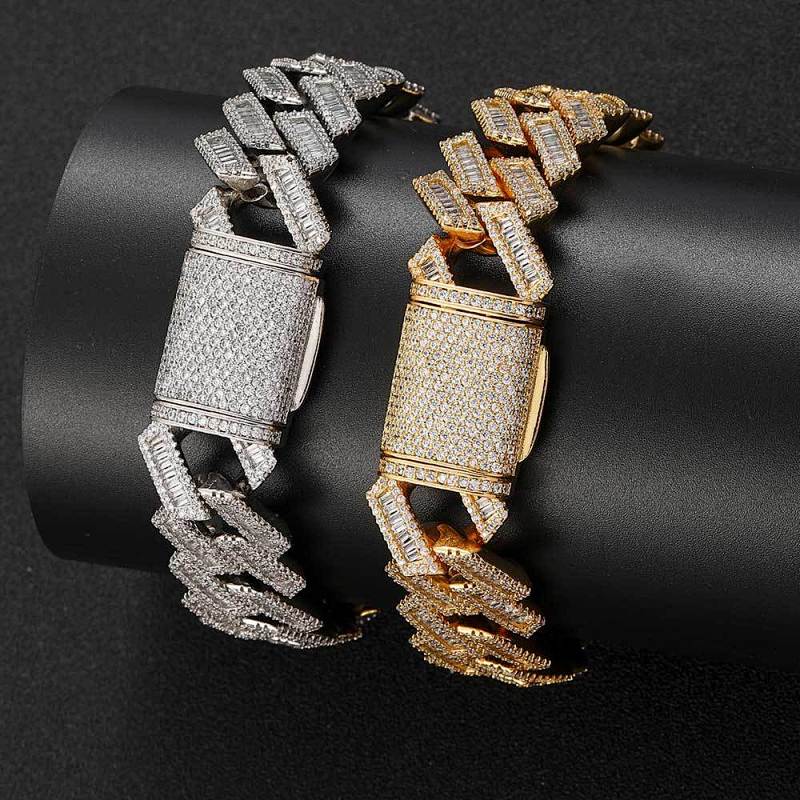 18mm Flip Clasp Mixed Zirconia Diamond Cuban Bracelet