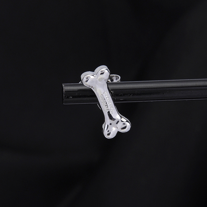 White gold glossy small bone earrings