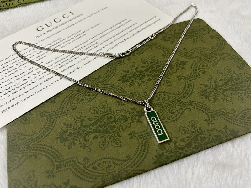 Gucci 古驰 吊牌绿珐琅项链