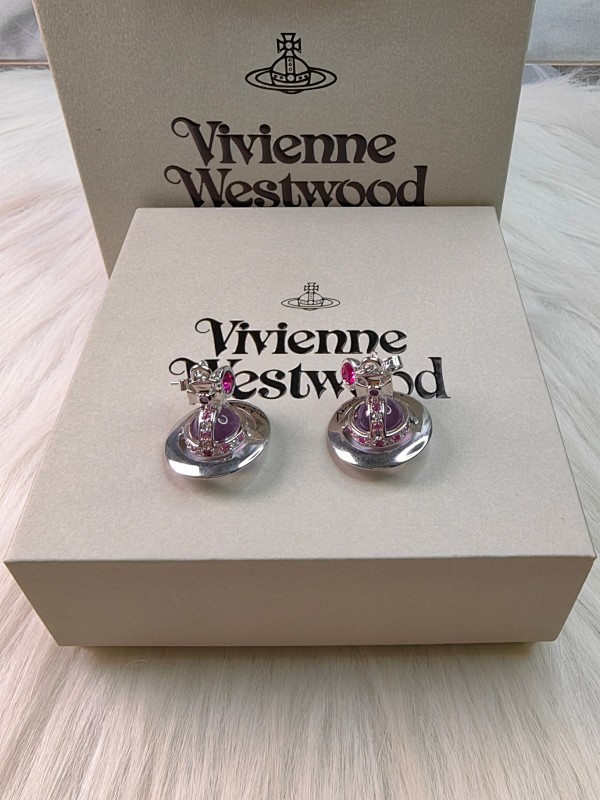 Purple glass bead earrings