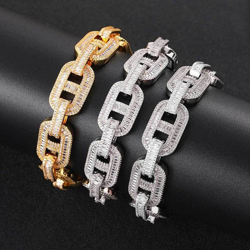 15mm copper inlaid zircon pig nose Cuban chain