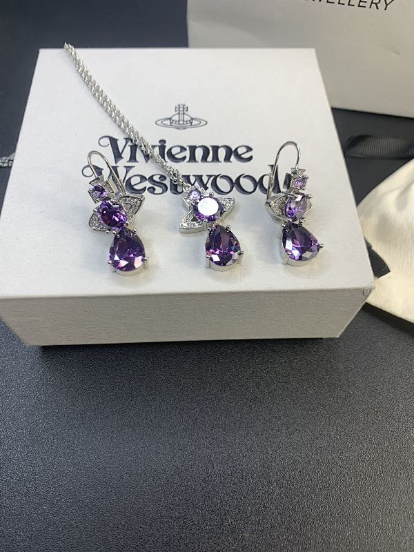 Purple Zircon Water Drop Set