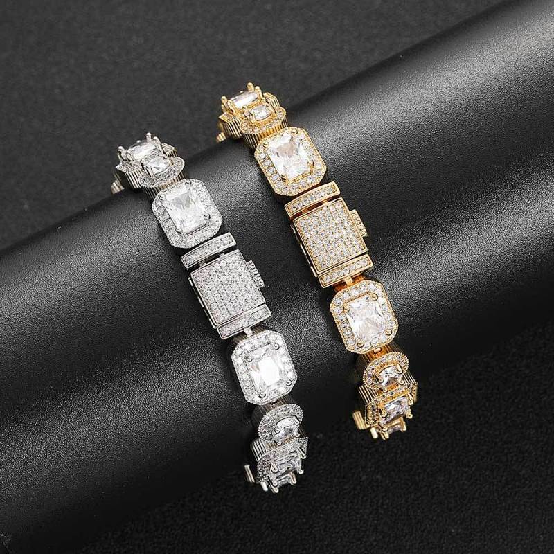 Square round zircon 10mm rock candy chain