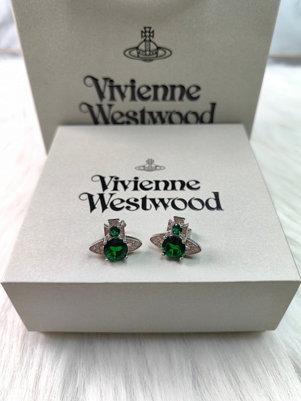 Green diamond studded earrings