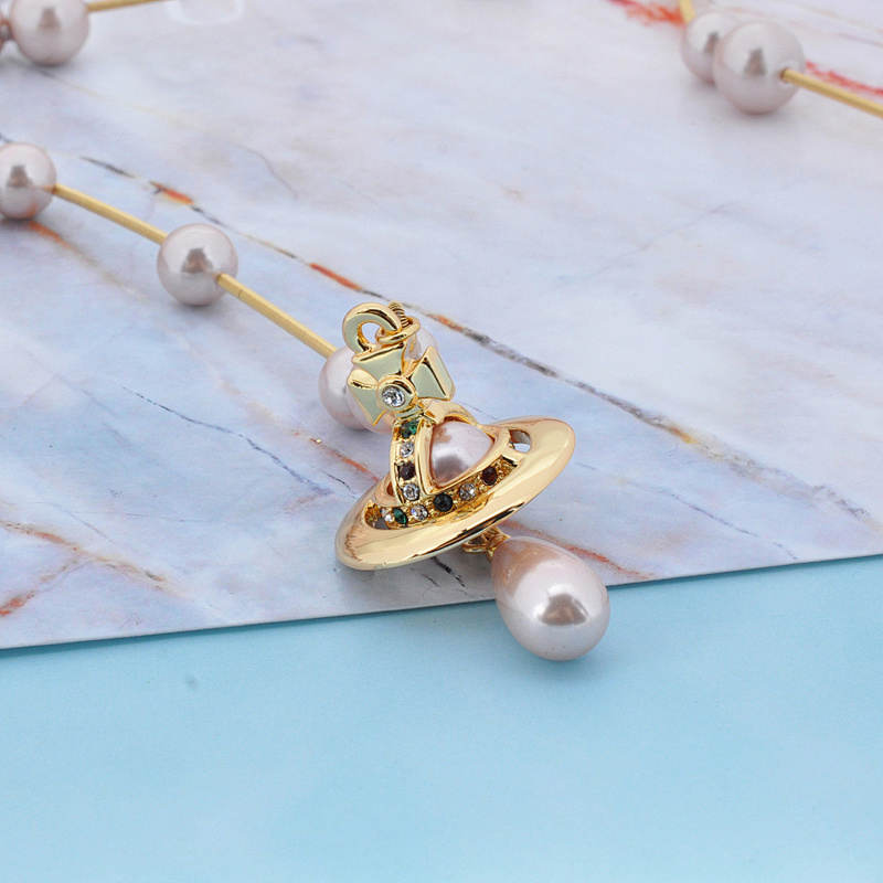 Gold Coffee Broken Pearl Necklace