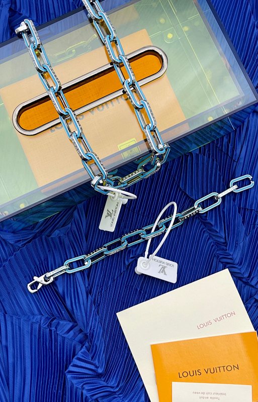 Blue enamel bamboo bracelet necklace