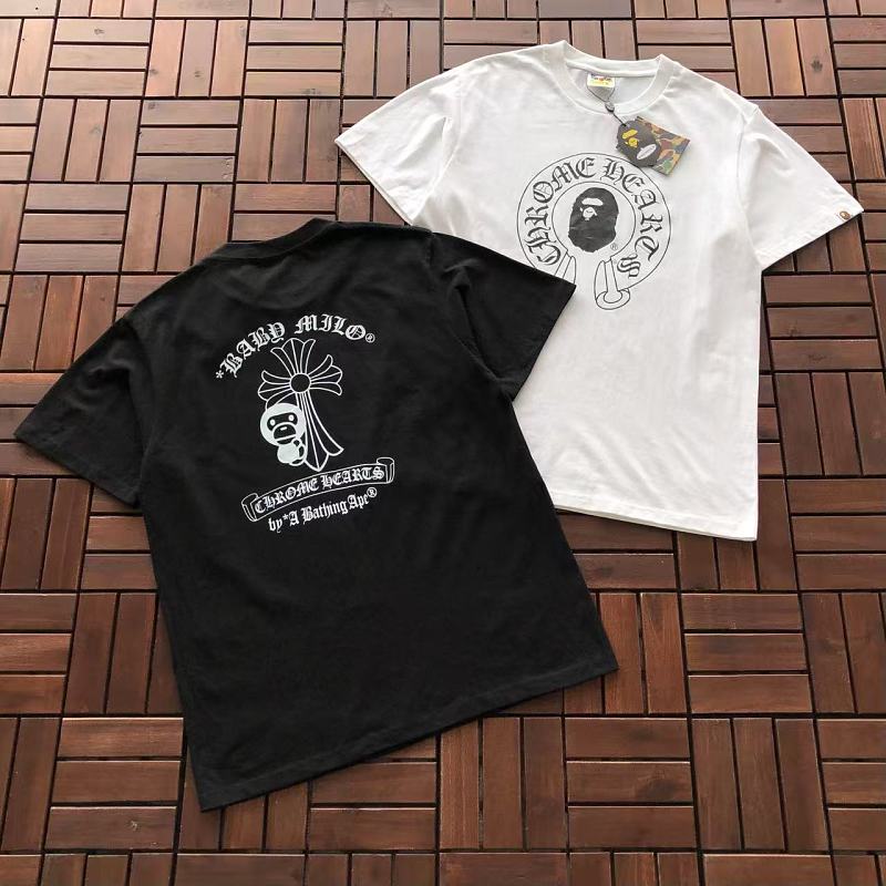BAPE & CHROME HEARTS T-SHIRT 66071402(im 185CM 70KG iwear size M in the photo)