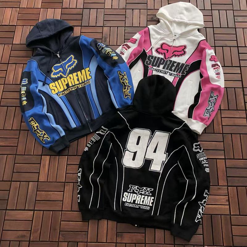 SUPREME & FOX RACING HOODIE FLEECE 88011101 (im 176CM 58KG iwear size M in the photo)
