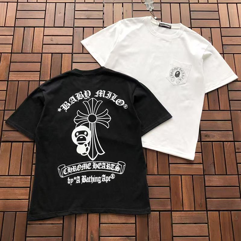 CHROME HEARTS & BAPE T-SHIRT 77052707 (im 185CM 80KG iwear size S in the photo)