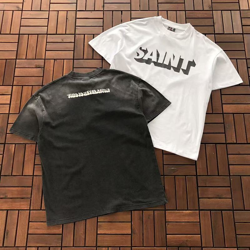 BLACK White SAINT MICHAEL T-SHIRT 55041319 (im 185CM 70KG iwear size S in the photo)
