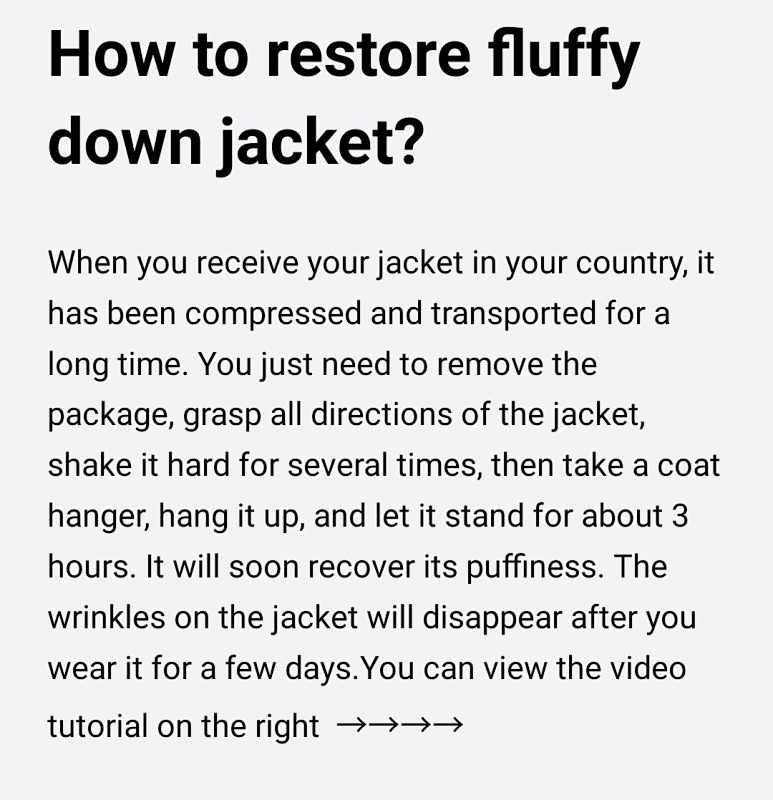 How to restore fluffy down jacket?