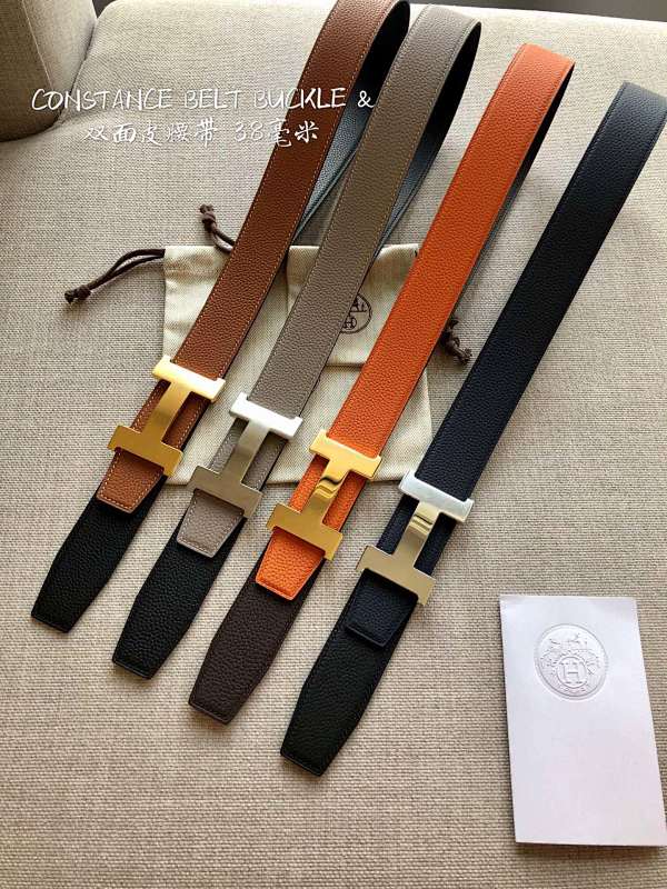 38MM 爱马仕专柜同步 进口双面小牛皮 精钢精品五金 双面可用