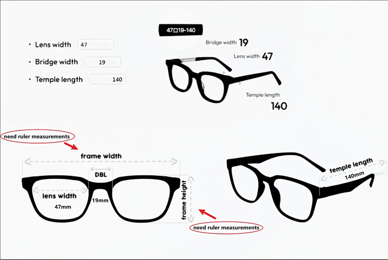 Glasses Measurements & Frame sizes