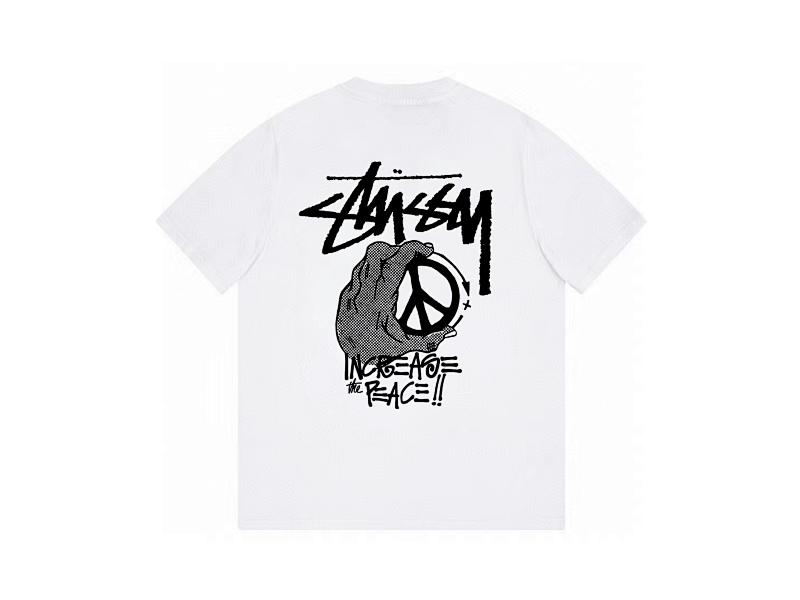 P59yuan 083# 和平主题 斯图西短袖 黑 蓝 白 灰 S-2XL