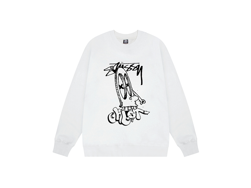 P109yuan 062#圆领卫衣 卡通鬼脸 黑 白 灰 S-XL