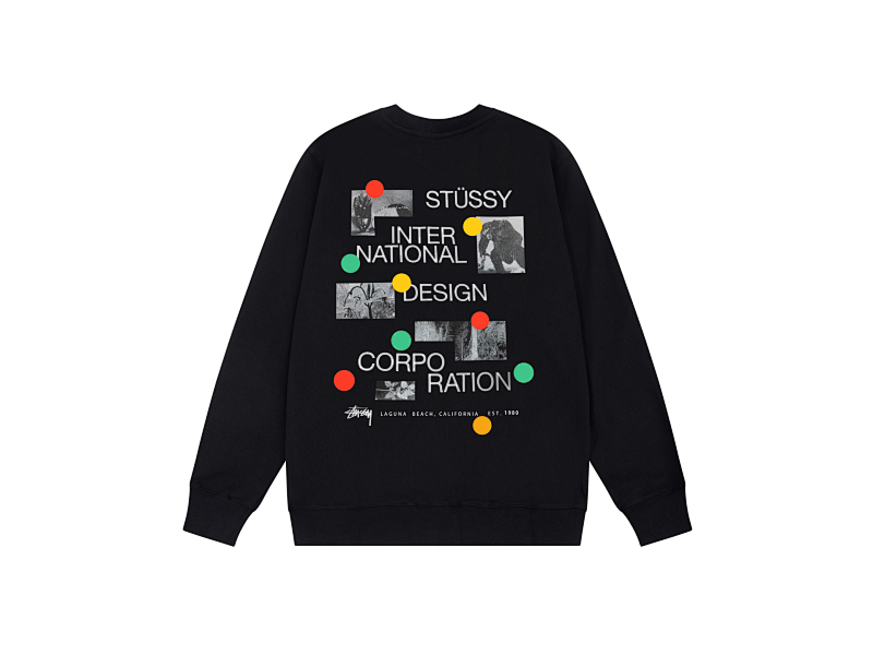 P109yuan 116#彩色圆形logo 圆领卫衣 黑 S-XL