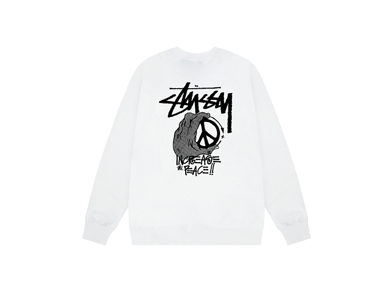 P109yuan 083#圆领卫衣 和平主题 黑 白 灰 S-XL