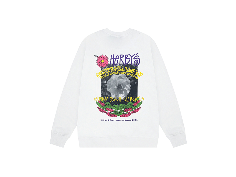 P109yuan 111#赫本香草花朵 圆领卫衣 白 S-XL