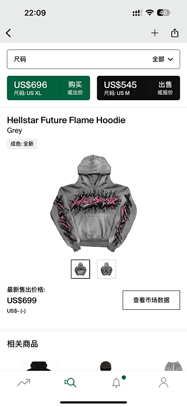【NFC】 Hellstar Future Flame Hoodie Grey