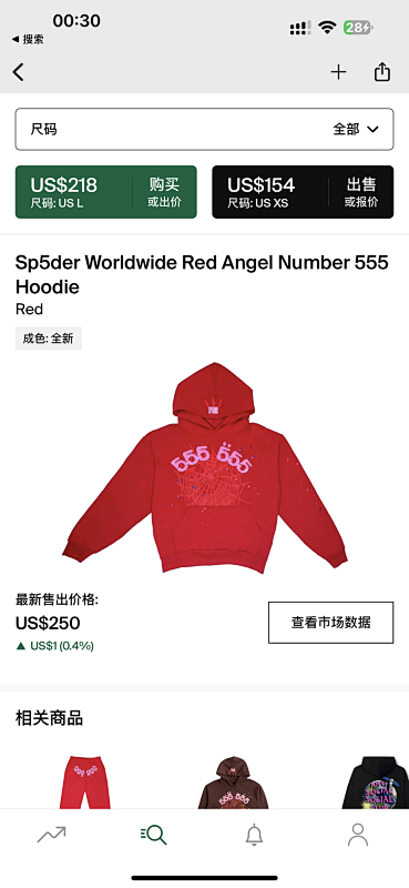 【Discount price】Sp5der Worldwide Red Angel Number 555 Hoodie