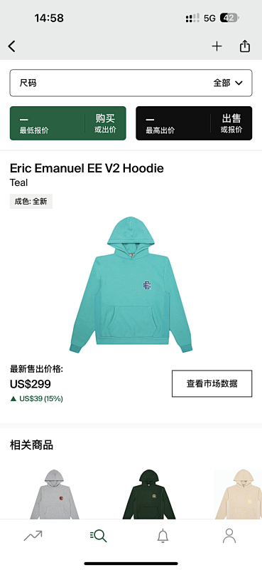 【DISCOUNT PRICE】 ERIC EMANUEL EE V2 HOODIE TEAL