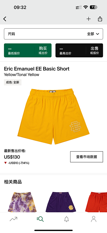 Eric Emanuel EE Basic Short Yellow/Tonal Yellow