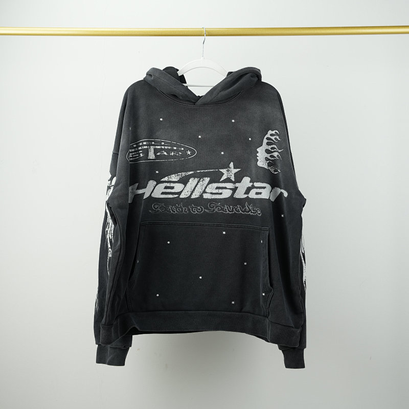 HELLSTAR Racer Hoodie Sweatshirt Vintage Black