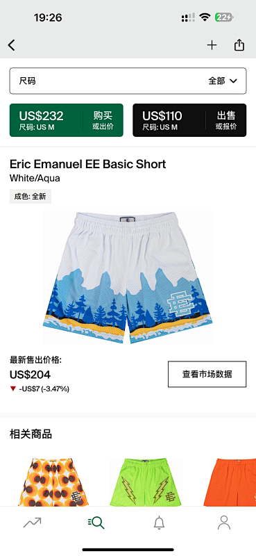 Eric Emanuel EE Basic Short White/Agua