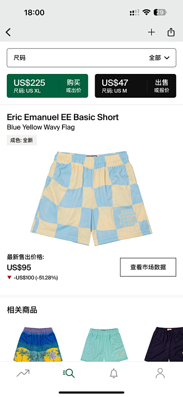 Eric Emanuel EE Basic Short Blue Yellow Wavy Flag