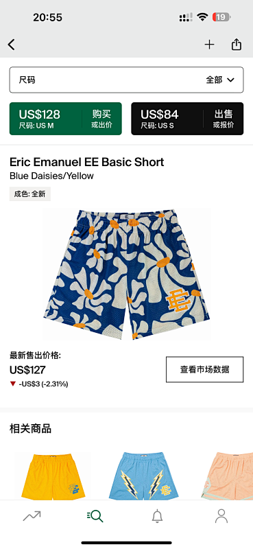 Eric Emanuel EE Basic Short Blue Daisies/Yellow