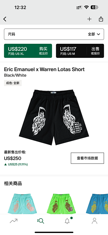 Eric Emanuel x Warren Lotas Short Black/White