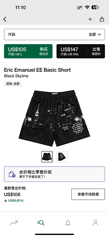 Eric Emanuel EE Basic ShortBlack Skyline
