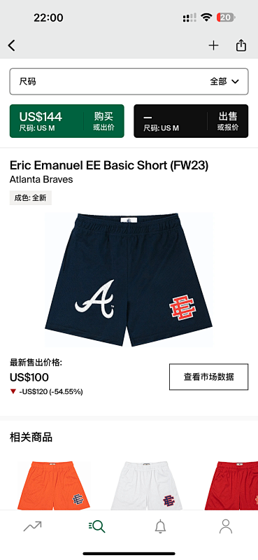 Eric Emanuel EE Basic Short (FW23) Atlanta Braves