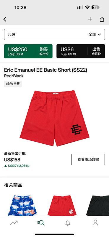 Eric Emanuel EE Basic Short (SS22)Red/Black