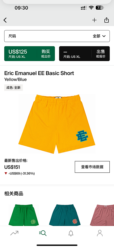 Eric Emanuel EE Basic Short Yelow/Blue