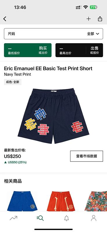Eric Emanuel EE Basic Test Print Short Navy Test Print