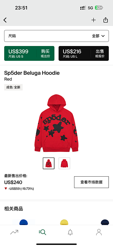 【Sold out】Sp5der Beluga Hoodie Red