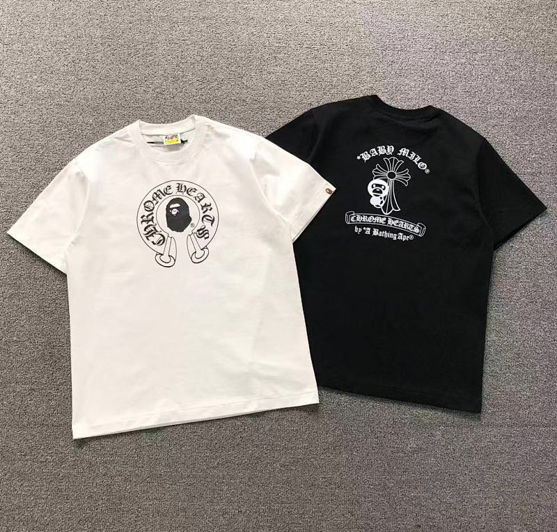 BAPE CHROME HEARTS T-SHIRT 3201100611（im 170cm 60kg i wear size M in the phot）
