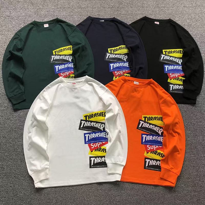 SUPREME THRASHER LONG SLEEVED 1111050302（im 170cm 60kg i wear size L in the phot）