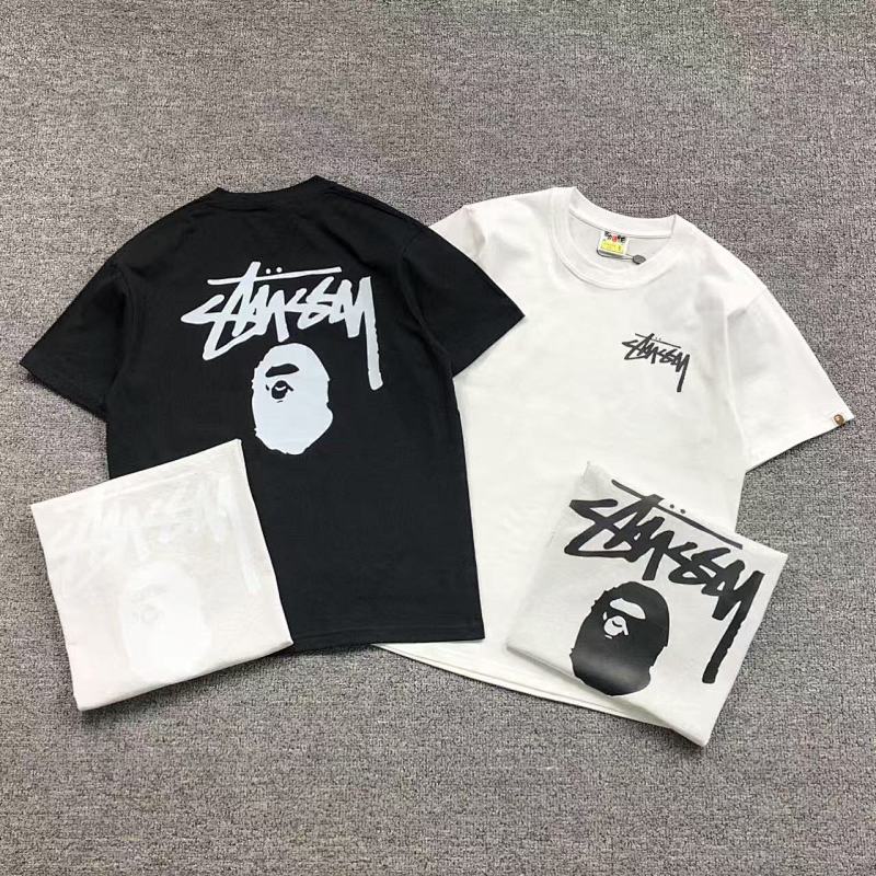 BAPE STUSSY T-SHIRT 4105172198（im 170cm 60kg i wear size S in the phot）