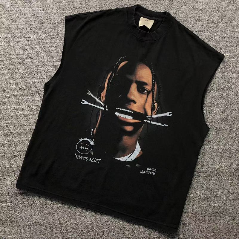 VINTAGE TRAVIS SCOTT VEST 4104050417（im 170cm 60kg i wear size M in the phot）