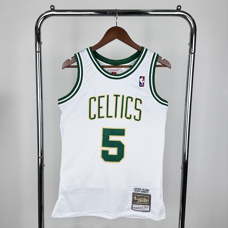 【MN】【Boston Celtics】MN 复古热压球衣 SW:凯尔特人队 08赛季 白金 5号加内特