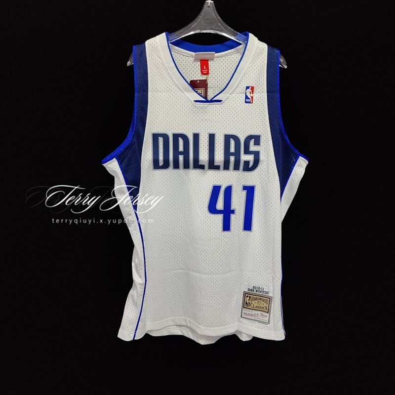 【MN】Dallas Mavericks MN 复古热压球衣 SW:独行侠队 10/11赛季 白色 41号 诺维茨基
