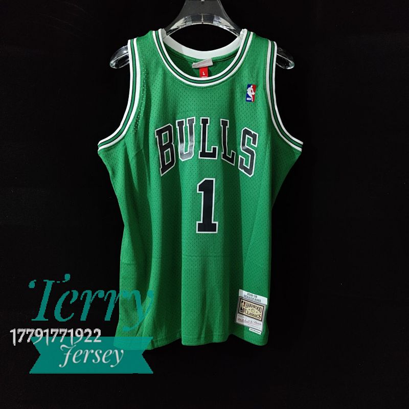 【MN】【Chicago Bulls】热压复古球衣:SW 公牛队08/09赛季 圣帕特里克 绿色 1号 罗斯