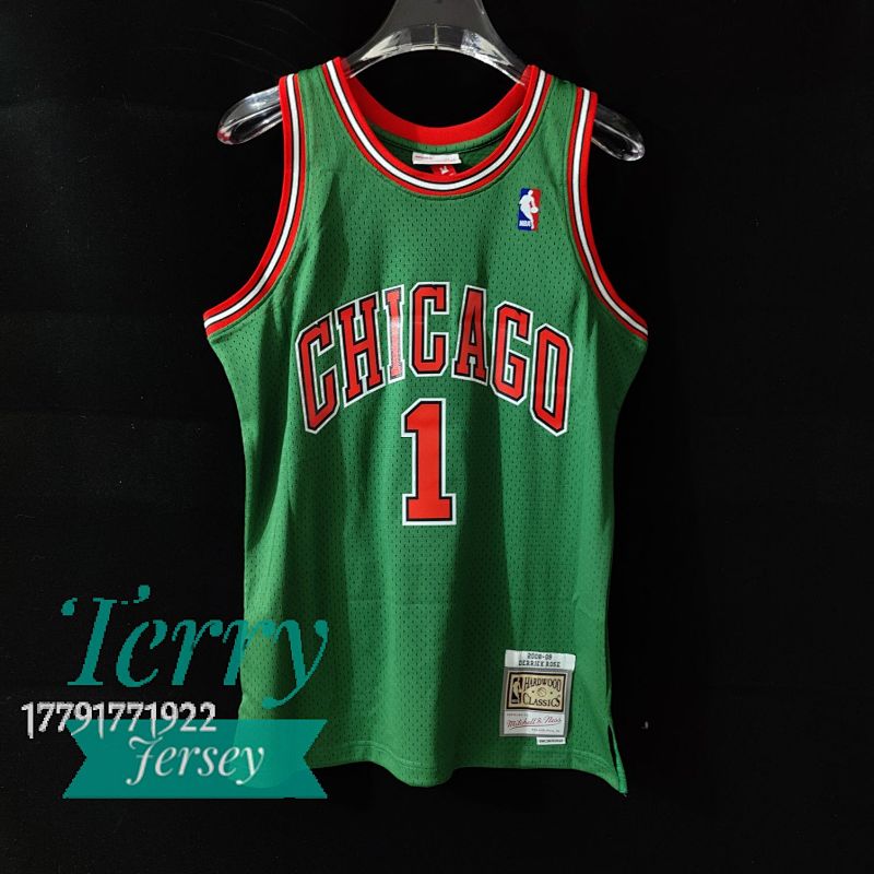 【MN】【Chicago Bulls】热压复古球衣：SW 公牛队 08/09赛季 环保周 1号 罗斯