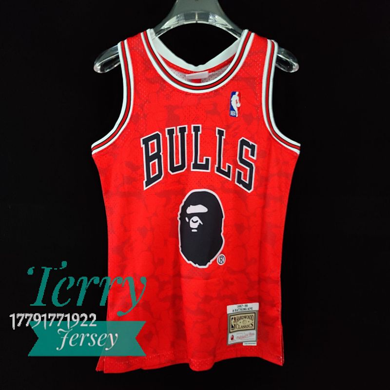 【MN】【Chicago Bulls】BAPEXM&N 联名球衣: 公牛队 猿人头